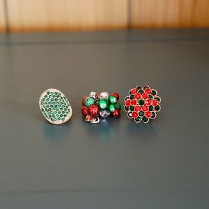 Set of 3 Festive Holiday Rings with Elastic Bands